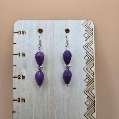 “Evening Poise” Earrings – Faceted Amethyst &amp; Silver Accents