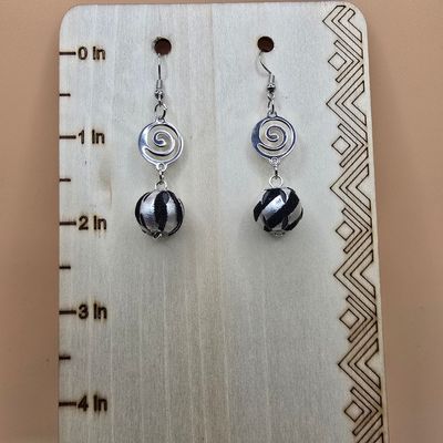 “Tribal Noir” Earrings – Spiral &amp; Striped Statement Drops