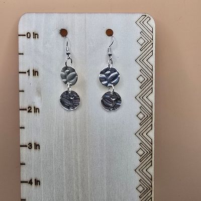 “Ripple Wave” Earrings – Textured Silver Disc Dangles