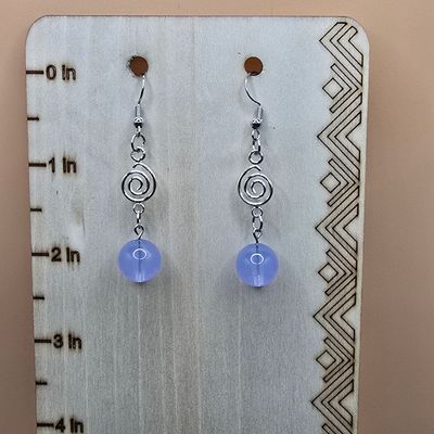 “Lavender Haze” Earrings – Spiral Accents &amp; Translucent Drops