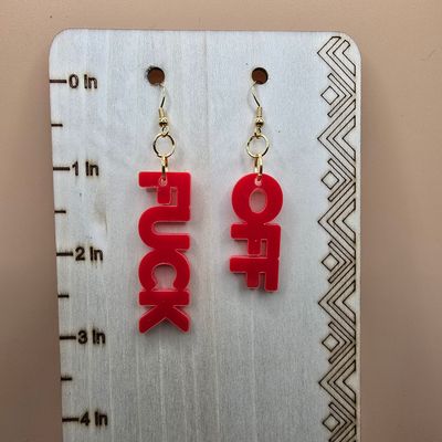 Fck Off” Earrings – Bold Acrylic Statement Drops*