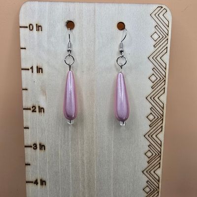 Shimmering Pink Teardrop Earrings – Handcrafted Elegance in Silver