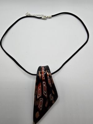Echo Pattern Necklace – Geometric Glass Pendant on Black Cord
