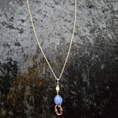 Ocean Whisper Pendant Necklace – Blue Quartz &amp; Brass Harmony