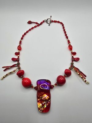 Ember Aura Necklace – Fused Glass Statement Piece