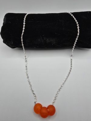 Sunset Trio – Orange Bead Pendant Necklace