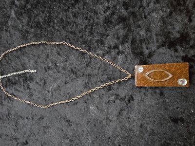 Ginger Gem Necklace – Leather &amp; Crystal Rectangle on Chain