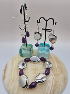“Lavender Allure” Jewelry Set – Amethyst Accents &amp; Silver Harmony