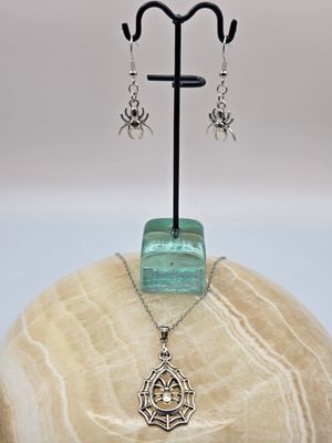 Webbed Intentions&quot; Spider Necklace &amp; Earring Set