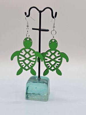Honu Harmony” Wooden Turtle Earrings – Island Green