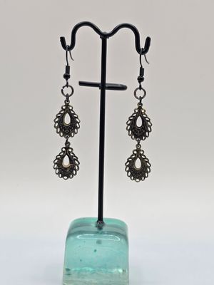 “Lotus Drop” Filigree Earrings – Antique Metal Elegance