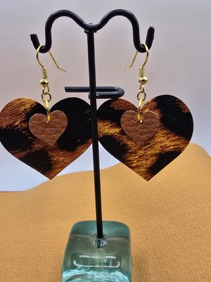 Wild Heart” Faux Leather Earrings – Leopard Print Layers