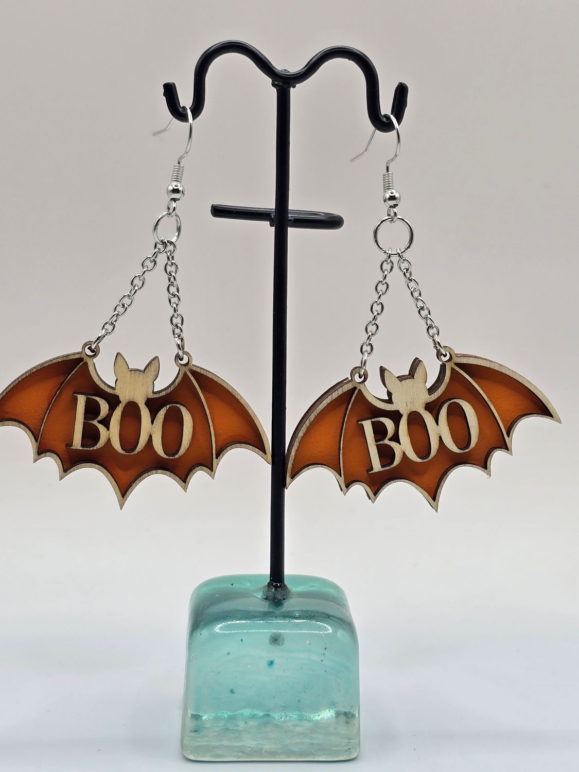 BOO!” Bat Earrings-Orange