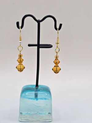 Golden Glow” Beaded Earrings – Faceted Sunshine Sparkle