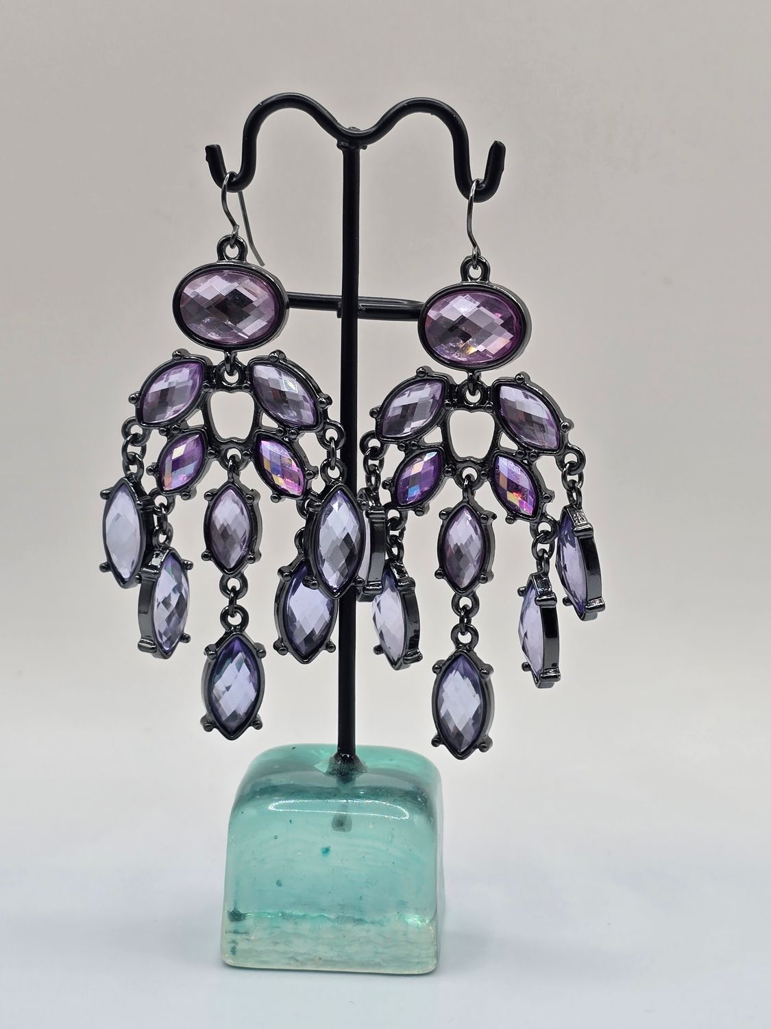 Lavender Waterfall” Chandelier Earrings – Faceted Gemstone Glam
