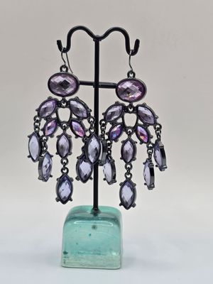 Lavender Waterfall” Chandelier Earrings – Faceted Gemstone Glam