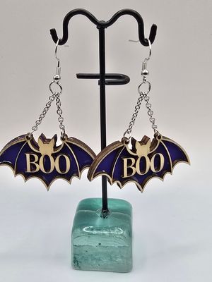 BOO!” Bat Earrings-Purple