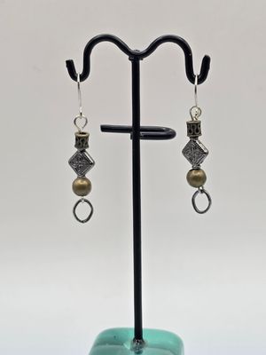 “Tara’s Totem” Artisan Earrings – Etched Metal &amp; Earthy Beads