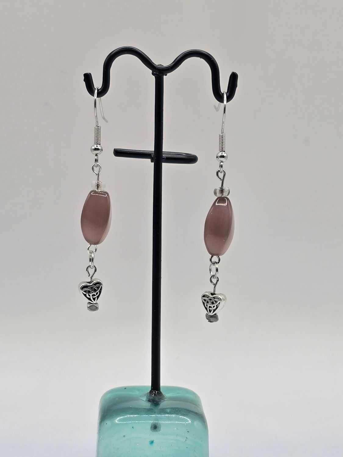 Twilight Rosette” Earrings – Purple Glass &amp; Silver Filigree