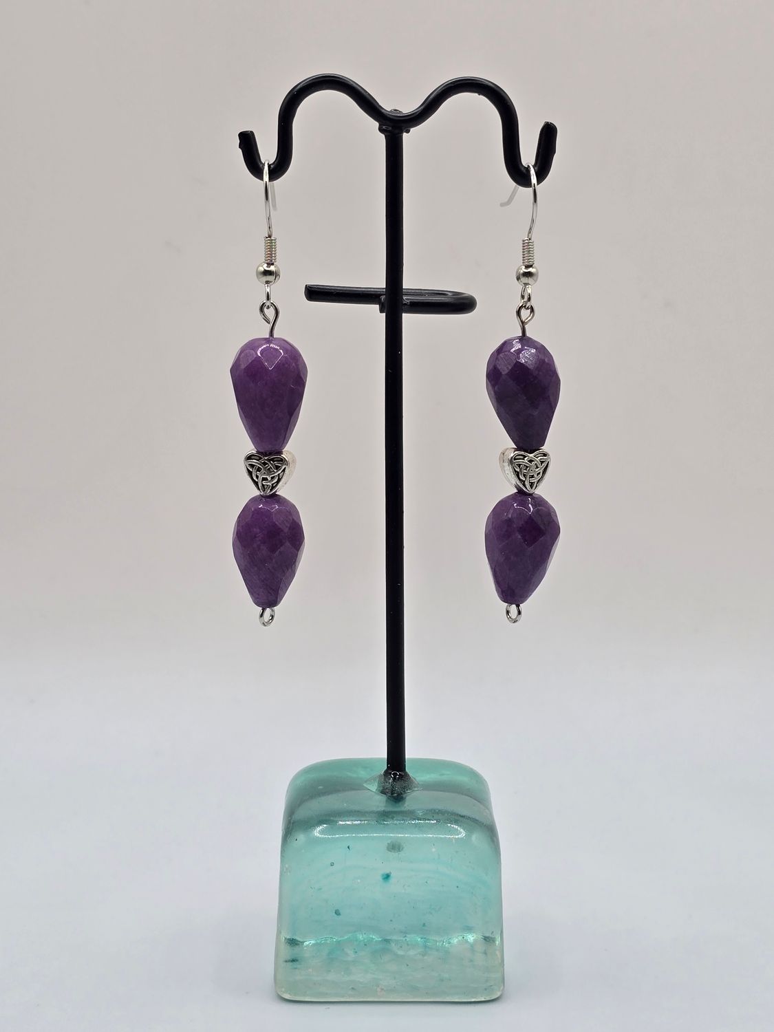 “Evening Poise” Earrings – Faceted Amethyst &amp; Silver Accents