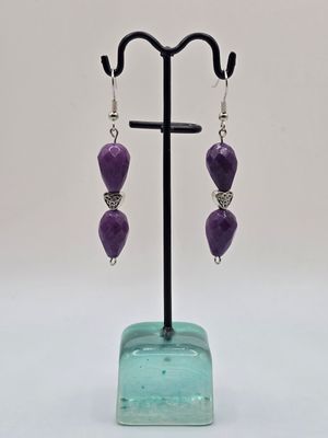 “Evening Poise” Earrings – Faceted Amethyst &amp; Silver Accents