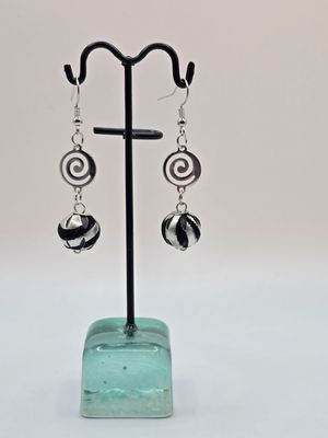 “Tribal Noir” Earrings – Spiral &amp; Striped Statement Drops
