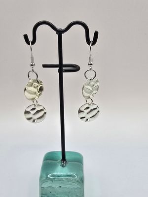 “Ripple Wave” Earrings – Textured Silver Disc Dangles