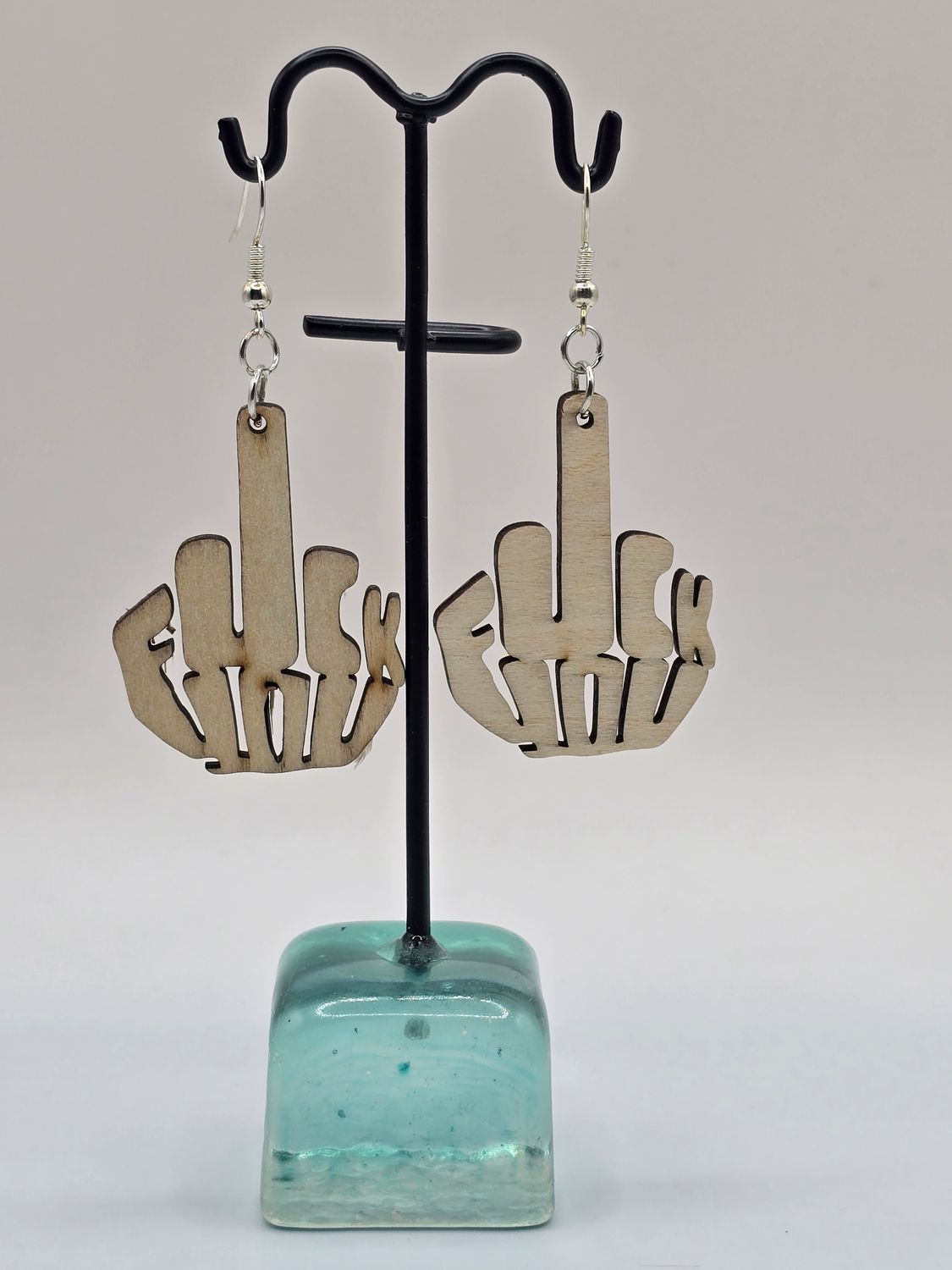 “F**k You” Statement Earrings – Laser-Cut Wood Sass