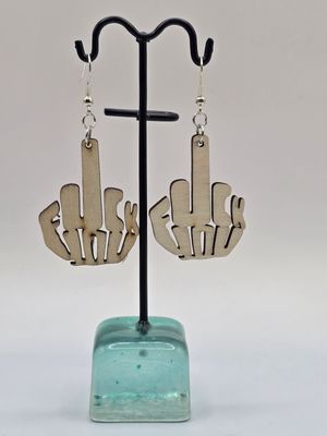 “F**k You” Statement Earrings – Laser-Cut Wood Sass
