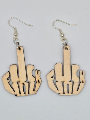 “F**k You” Statement Earrings – Laser-Cut Wood Sass