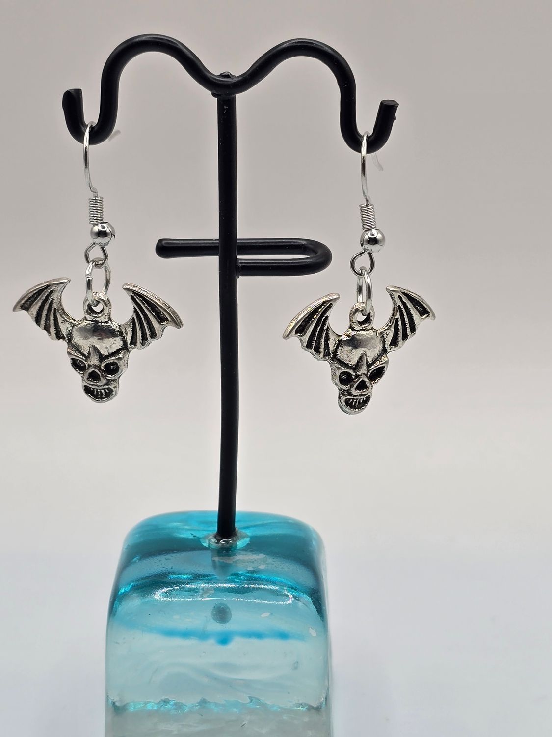 Graveyard Guard&quot; Bat Skull Earrings