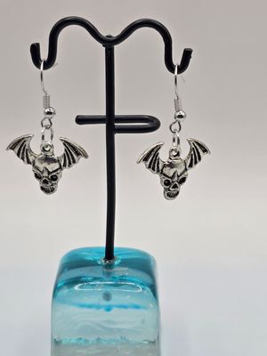 Graveyard Guard&quot; Bat Skull Earrings