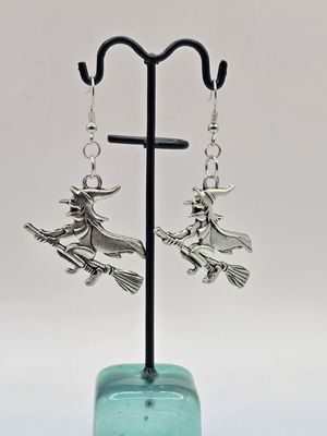 Moon Chase&quot; Broomstick Witch Earrings