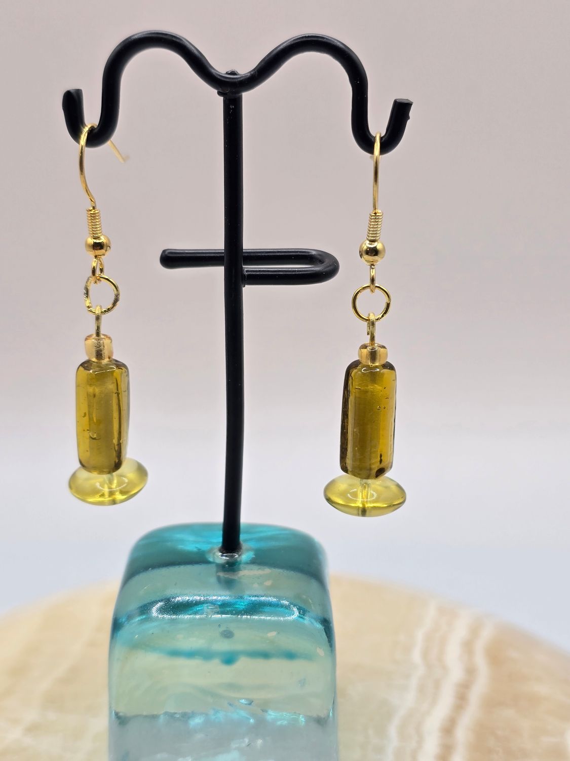 Sunspell Vial&quot; Amber Glass Earrings