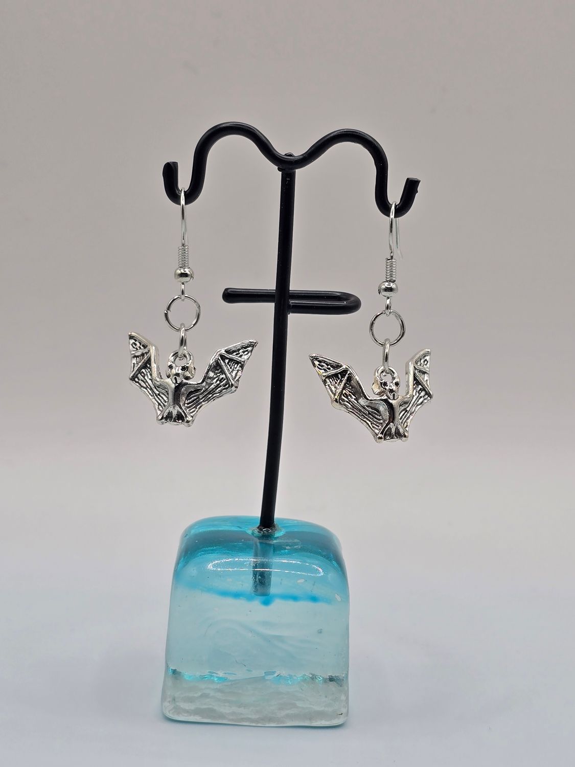 Wings of Midnight Bat Earrings – Silver-Toned Gothic Drop Pair