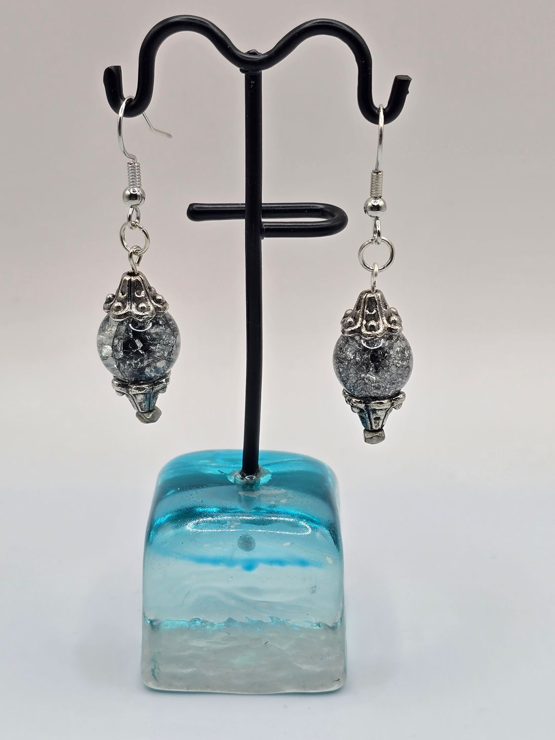 Shadow Lace Crackle Bead Earrings