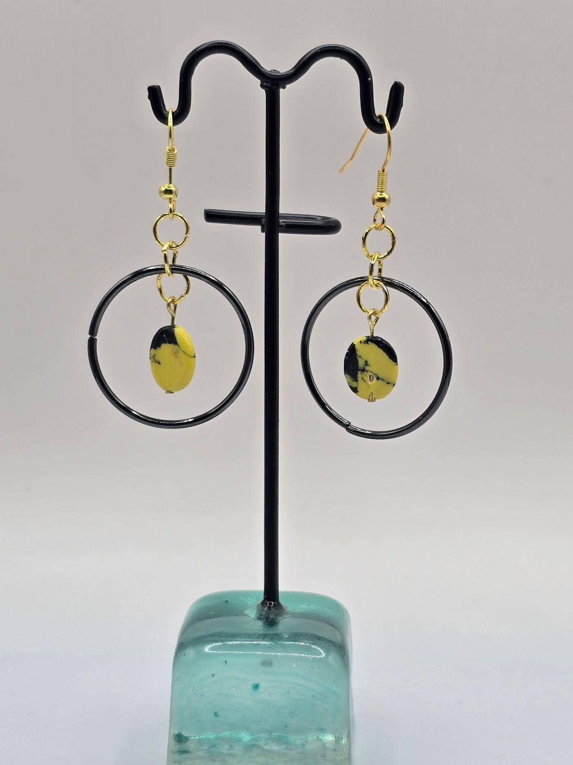 Solar Static Marbled Orb Hoop Earrings