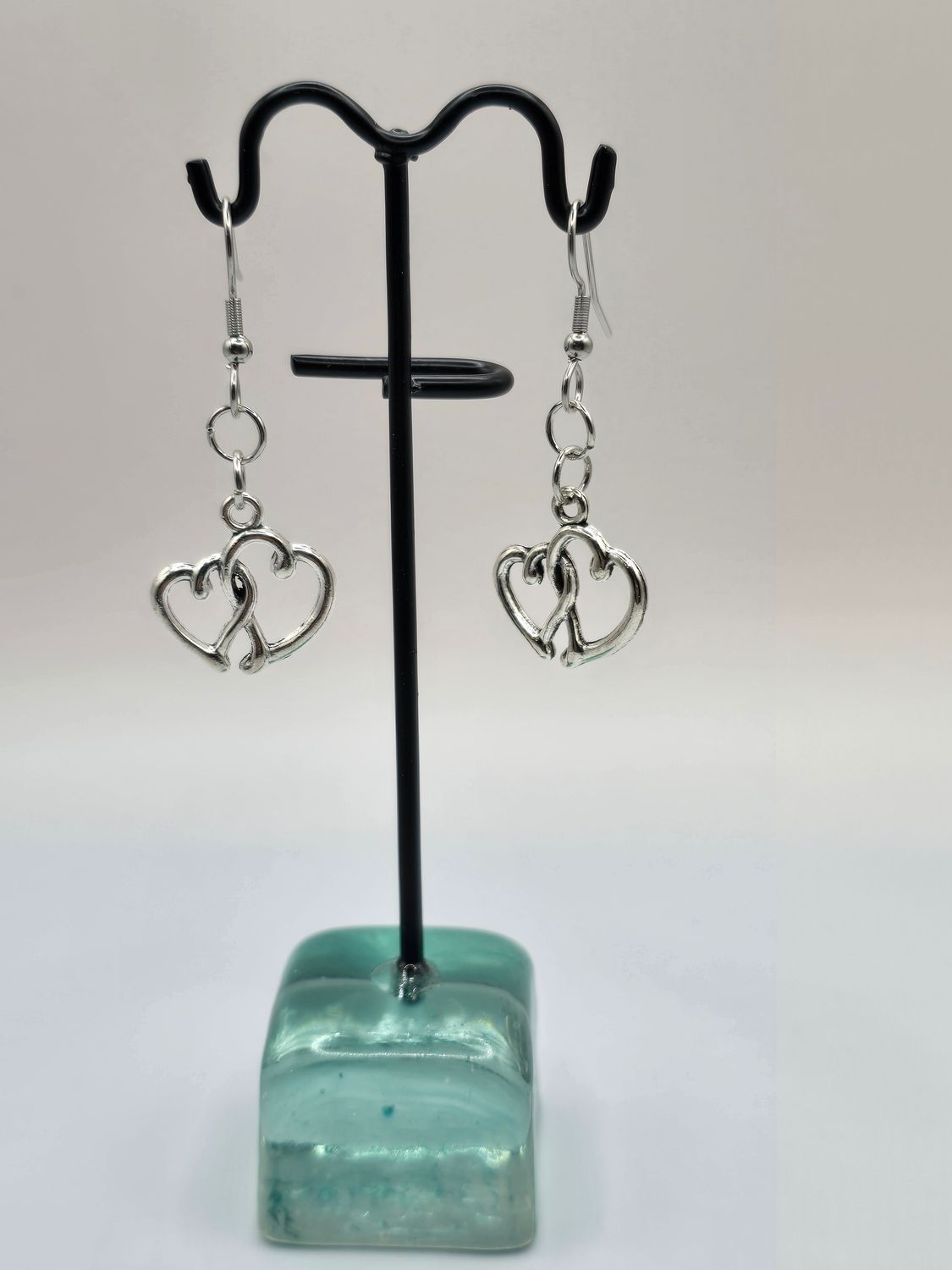 Hearts Entwined: Double Heart Dangle Earrings