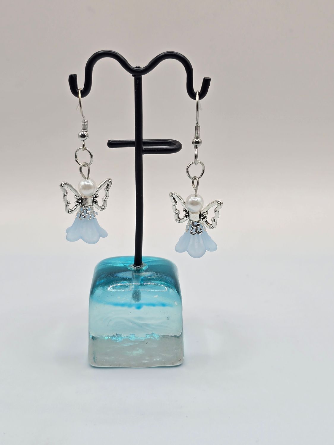 Blue Serenity: Angel Flower Earrings