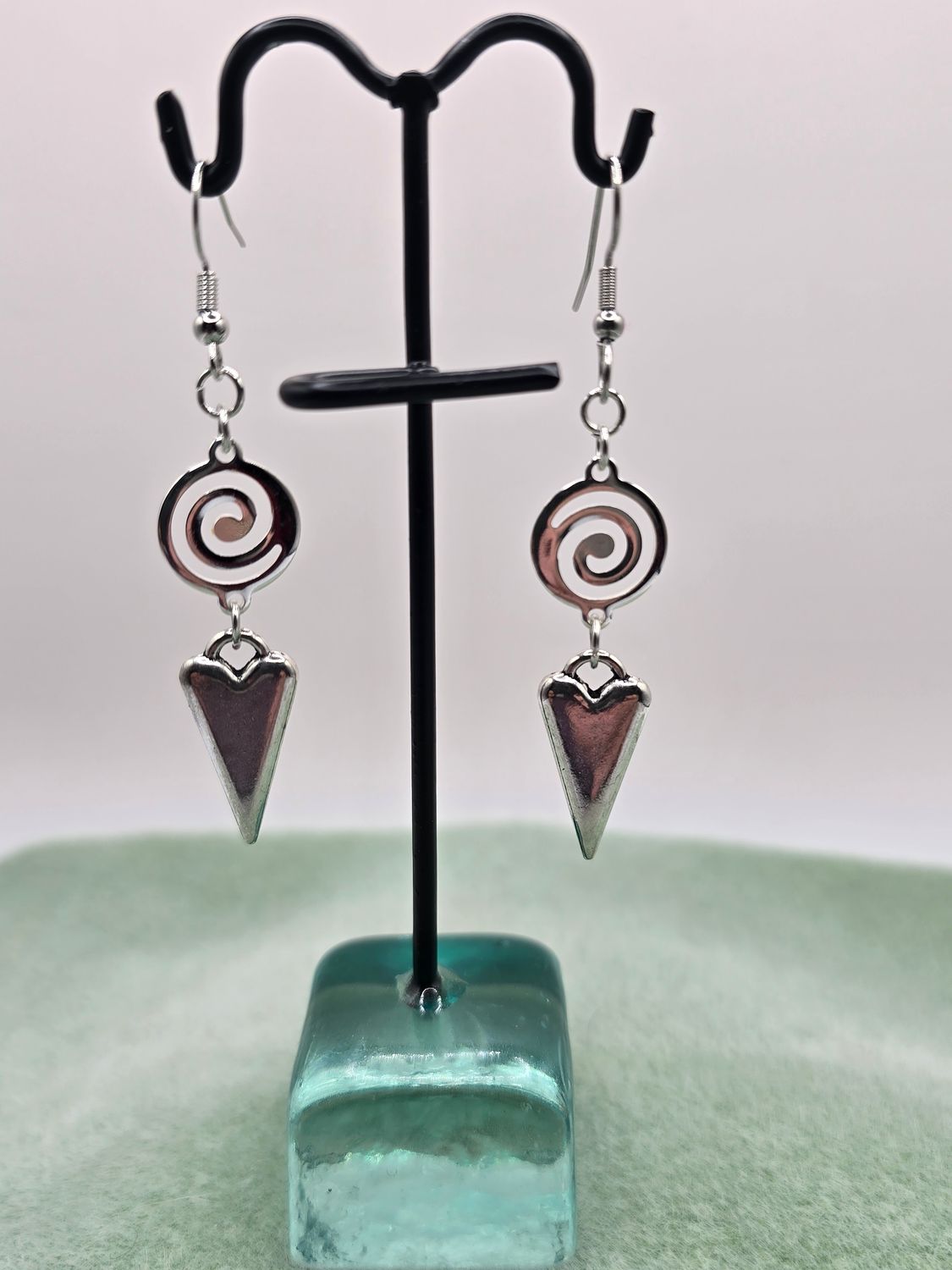 Spiraling Heart: Silver Dangle Earrings