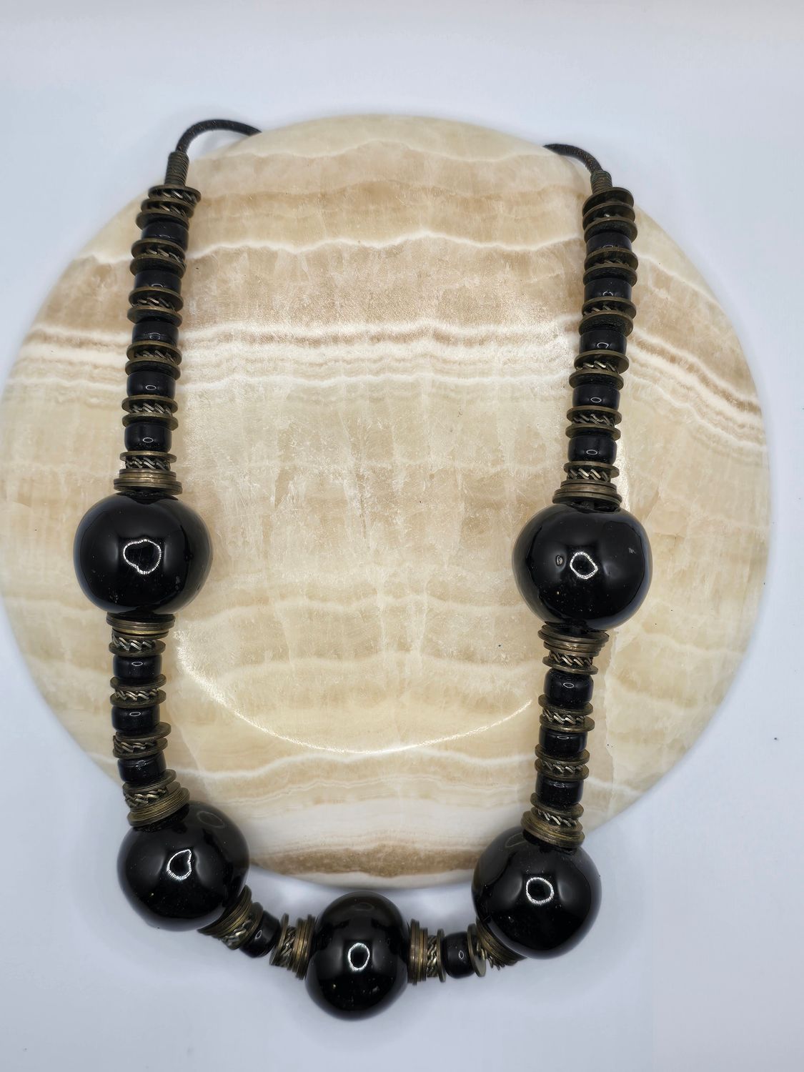 Elegant Metallic Bead Necklace – Symmetry in Gold &amp; Silver