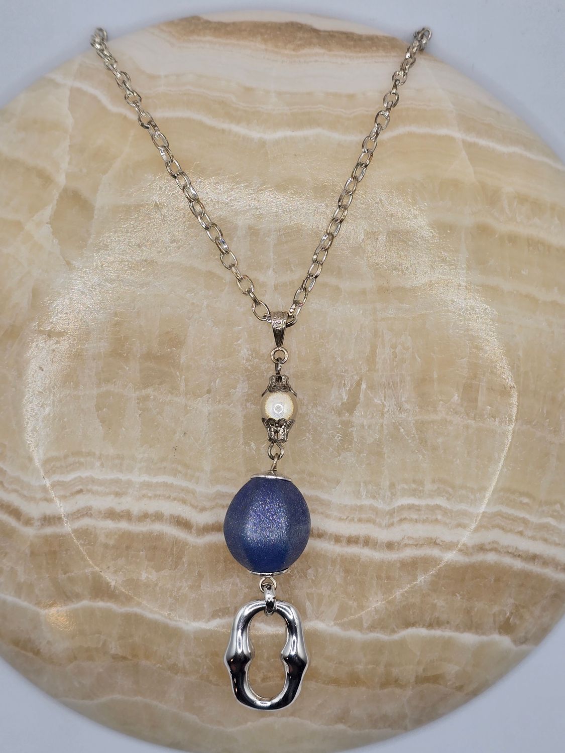 Ocean Whisper Pendant Necklace – Blue Quartz &amp; Brass Harmony