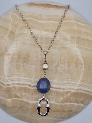 Ocean Whisper Pendant Necklace – Blue Quartz &amp; Brass Harmony