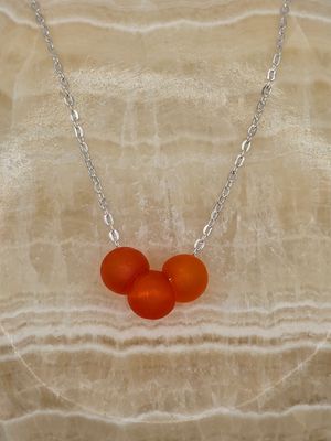 Sunset Trio – Orange Bead Pendant Necklace Sunset Trio – Orange Bead Pendant Necklace