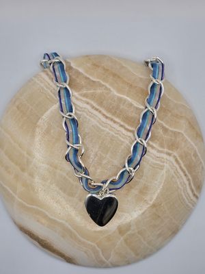 Chaos Tapestry – Silver Heart on Woven Chain Chaos Tapestry – Silver Heart on Woven Chain