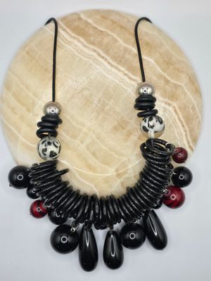 Shadow Riot Necklace – Black Spiral &amp; Red Accent Necklace