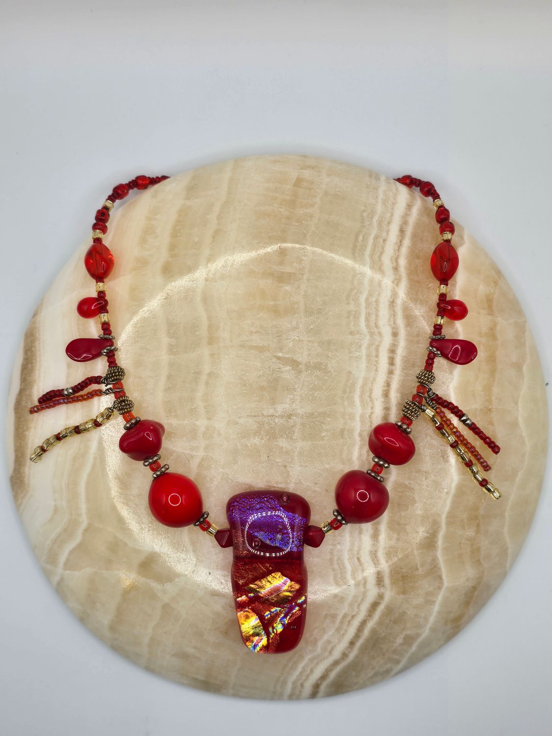 Ember Aura Necklace – Fused Glass Statement Piece