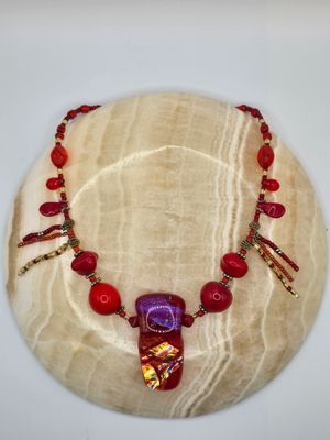 Ember Aura Necklace – Fused Glass Statement Piece