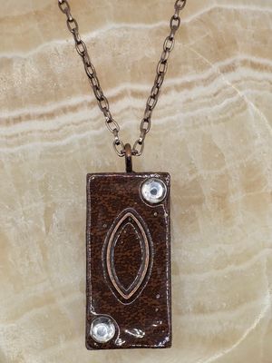 Ginger Gem Necklace – Leather &amp; Crystal Rectangle on Chain