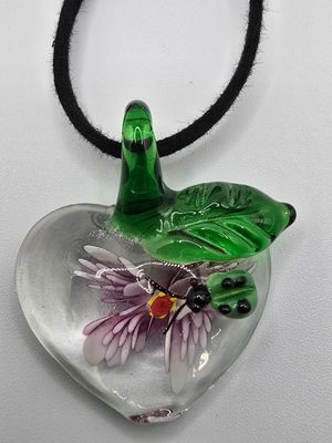 Garden Heart Glass Pendant Necklace